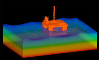 Моделирование нефтяной платформы, сцепленной с морским дном