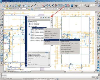 AutoCAD 2005. Диспетчер набора листов: контекстное меню публикации листа в формате DWF