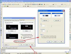 AutoCAD 2006 Последовательность вызова окон изменения размеров полей через Окно управления Drafting Setting настройками черчения