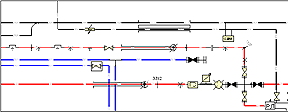 Фрагмент оперативной схемы газопроводов и оборудования распределительной сети