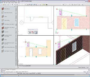 Autodesk Architectural Desktop - пример изображения стен в различных видах и наложения материалов. Увеличить изображение 558 х 479 пикселов (68.264 Кб)
