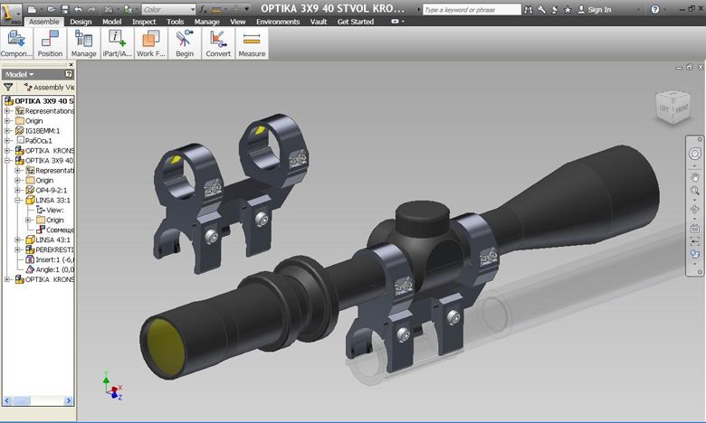 Autodesk Inventor Professional 2012. Кронштейн для оптики на ствол ИЖ-18 ЕММ (12 калибр)