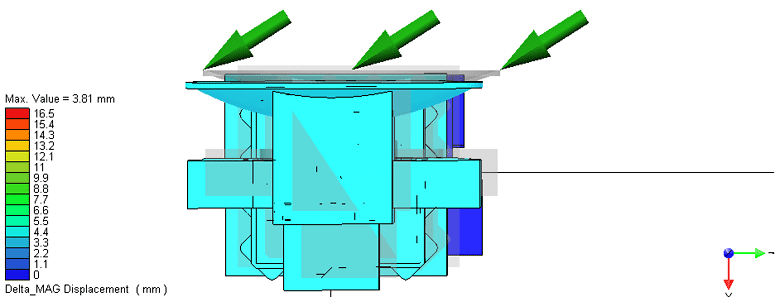 Рисунок 8 е). деформация антенного терминала в зависимости от азимутального угла (вид сверху) 60°