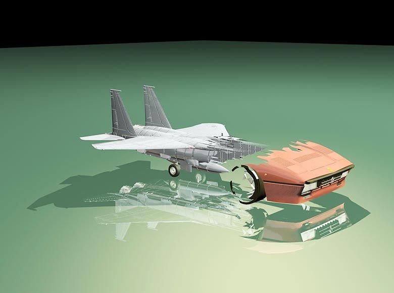 Autodesk 3ds Max. Использование  частиц  для преобразования машины в самолет.