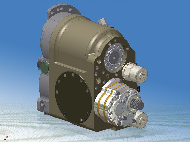 Модель гидропривода, общий вид (Autodesk Inventor 10)