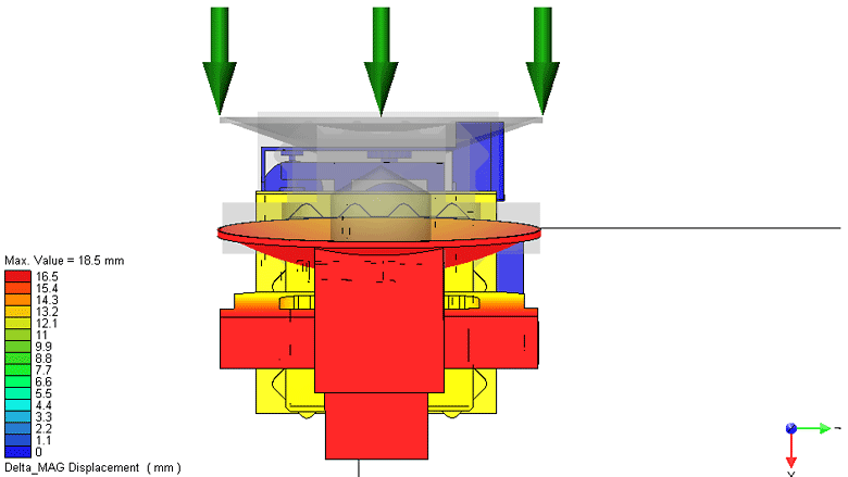 Рисунок 8 г). деформация антенного терминала в зависимости от азимутального угла (вид сверху) 0°