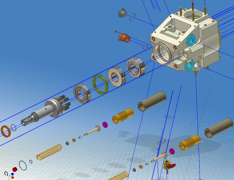 Autodesk Inventor Series. Схема сборки-разборки насоса. Фрагмент.