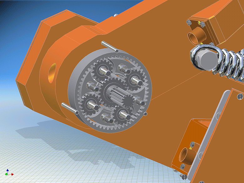 Планетарный редуктор привода предплечия мобильного робота ВАРАН (слайды получены из Autodesk Inventor 10)