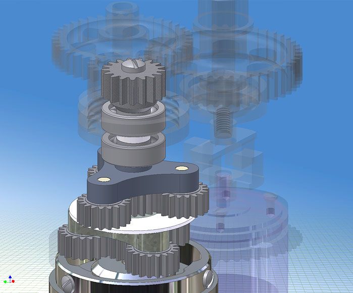 Общий вид двухступенчатого планетарного редуктора (Autodesk Inventor 10)