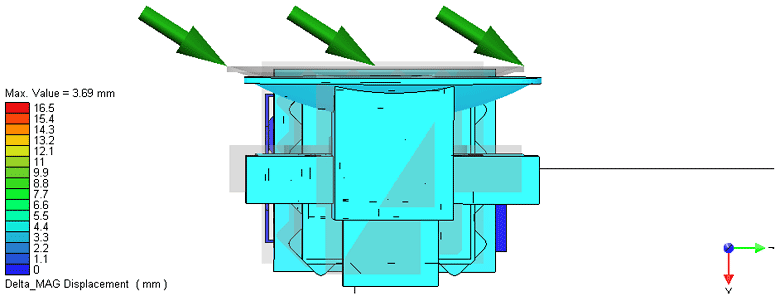 еформация антенного терминала в зависимости от азимутального угла (вид сверху) -60°