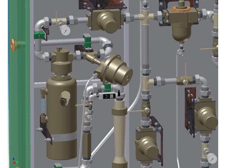 Детальный вид пневмопанели (Autodesk Inventor Professional 2009)