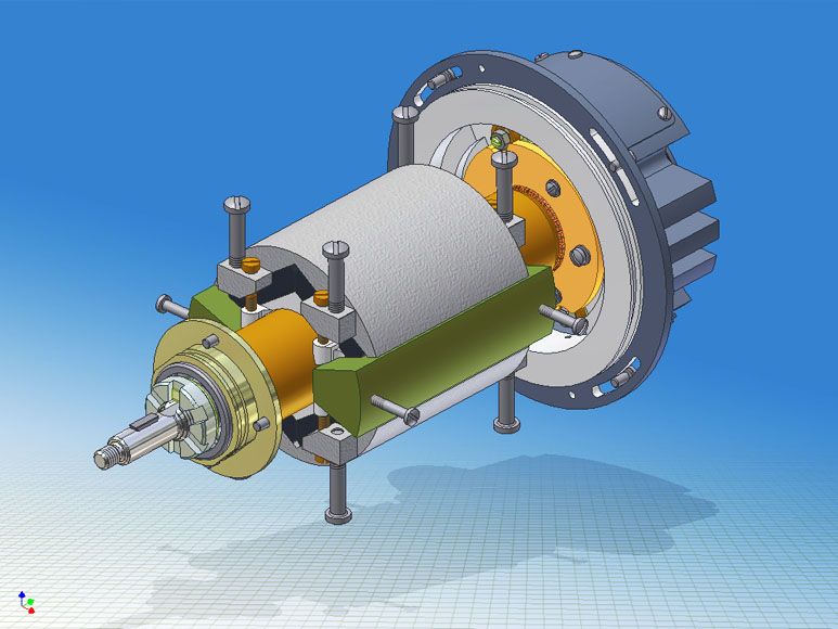Общий вид якоря и магнитов без корпуса и передней крышки (Autodesk Inventor 10)
