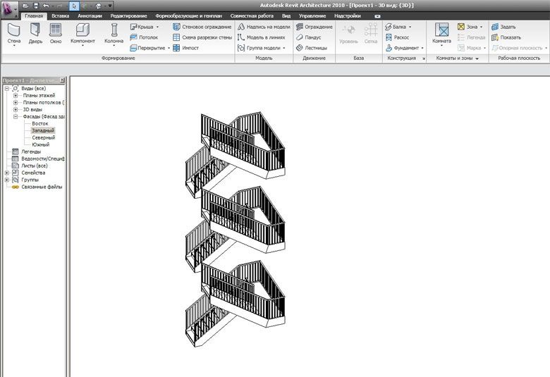 Рис.6 Создание лестницы в Autodesk Revit Architecture 2010