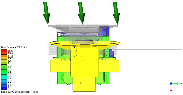 Рисунок 8 в). деформация антенного терминала в зависимости от азимутального угла (вид сверху) -30°