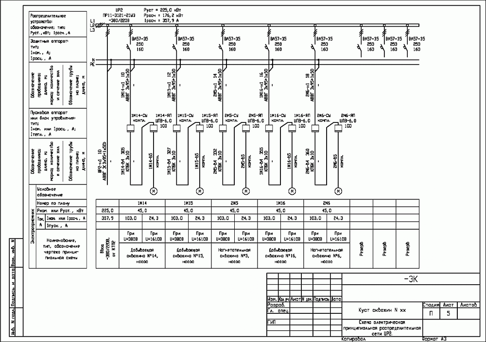 AutoCAD.Схема электрическая принципиальная распределительной сети ЩР2.